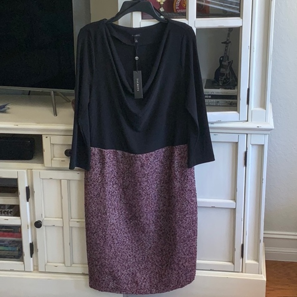 Brand new size 10 Talbots black, burgundy and white dress.